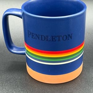 Pendleton National Parks 18oz Coffee Mug Striped Blue Blanket Stoneware Cup Blue
